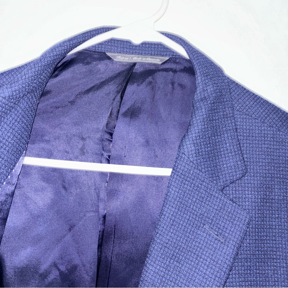 Jack Victor Blue and Black Checkered 100% Wool Gibson Blazer Size 46 - Picture 5 of 7